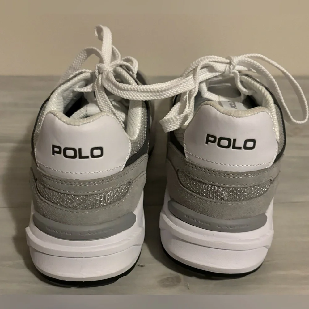 NWOT Men’s Polo Ralph Lauren Jogger Suede & Mesh Sneaker, Size 10, Soft Gray